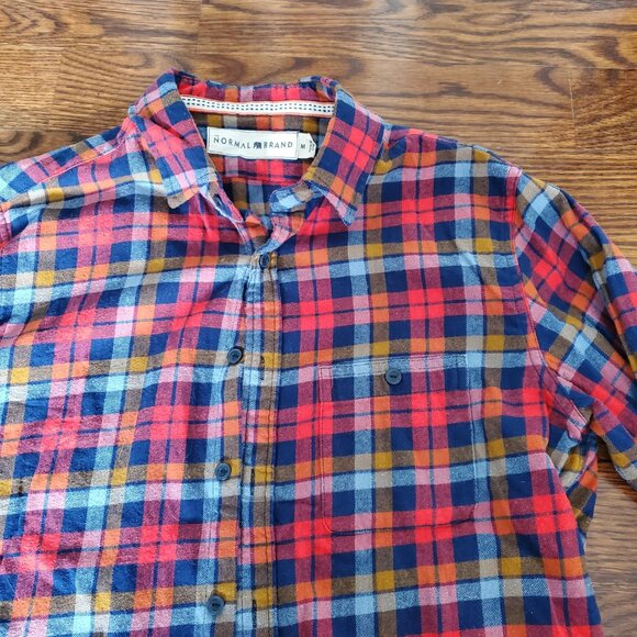 The Normal Brand Red and Blue Plaid Flannel button-down - Picture 2 of 8